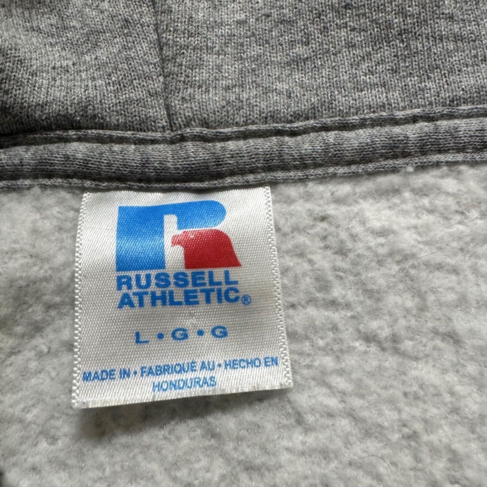 Vintage VTG Russell Jacket Fullzip Hooded Gray L Men's Cotton Blend 90s Y2K Distressed Size US L / EU 52-54 / 3 - 5 Thumbnail