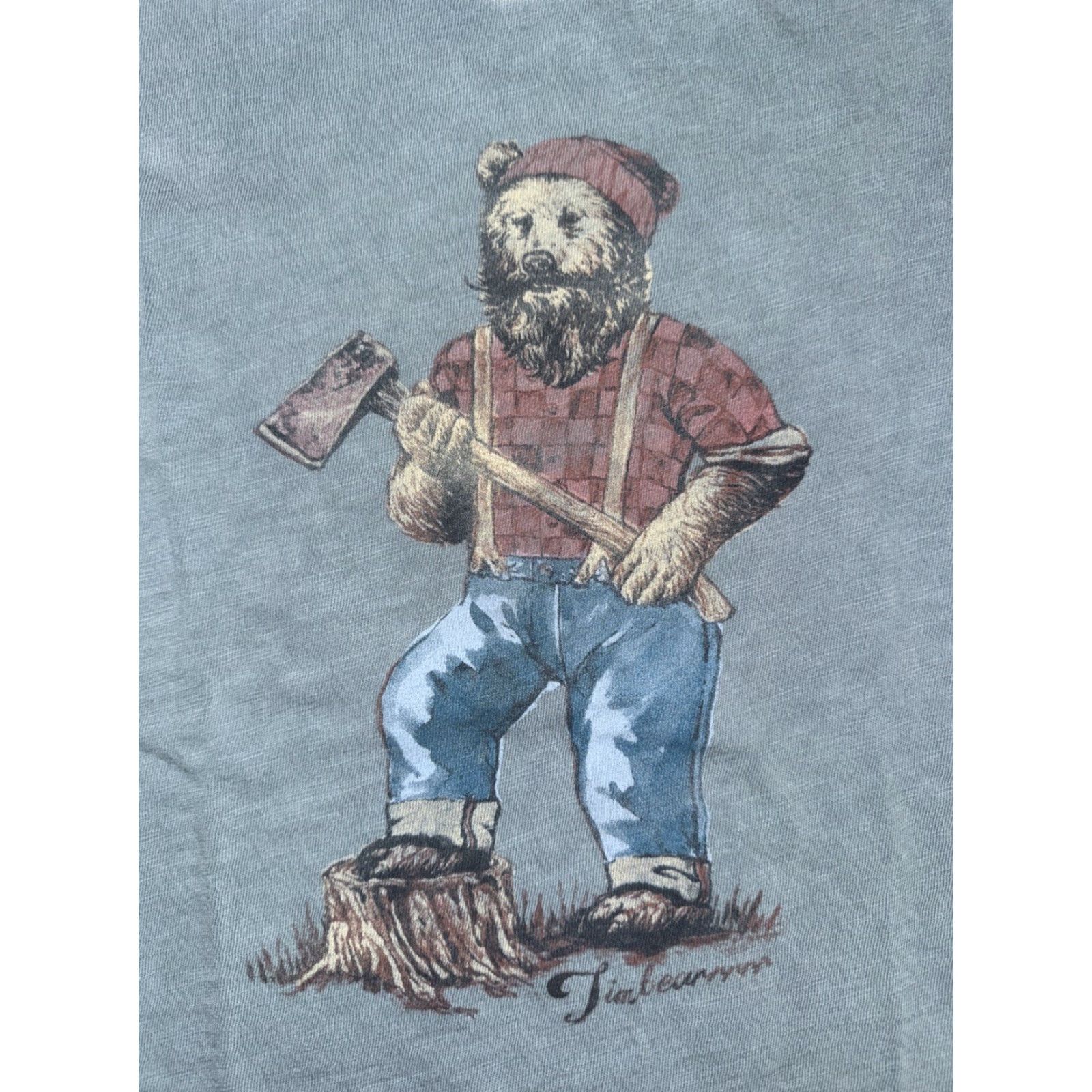 Lucky Brand Lucky Brand Shirt Mens S Blue Lumberjack Bear Graphic T-Shirt 19x24 Cotton Polyester Blend Vintage? (No) Outdoor Animals 90s not; wait. Size US S / EU 44-46 / 1 - 2 Thumbnail