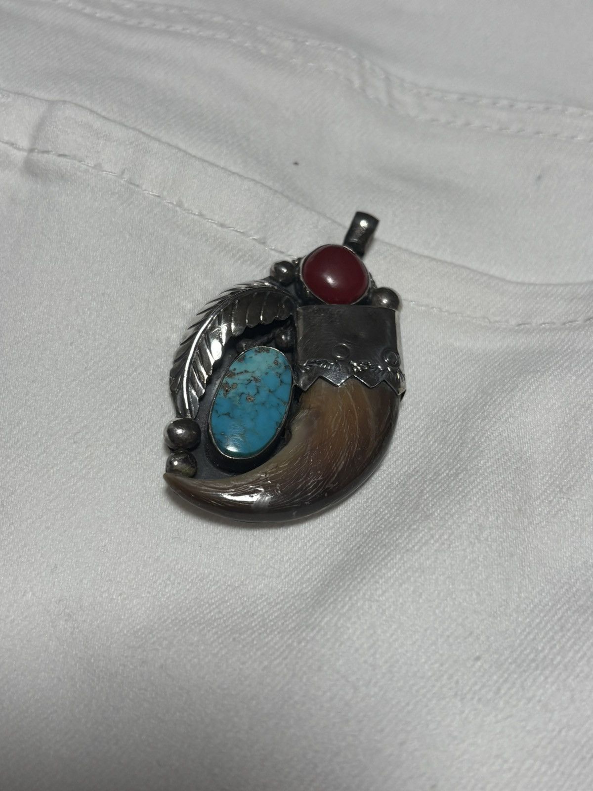 Other Vintage Sterling Silver Turquoise Navajo Claw Pendant Size ONE SIZE - 4 Thumbnail