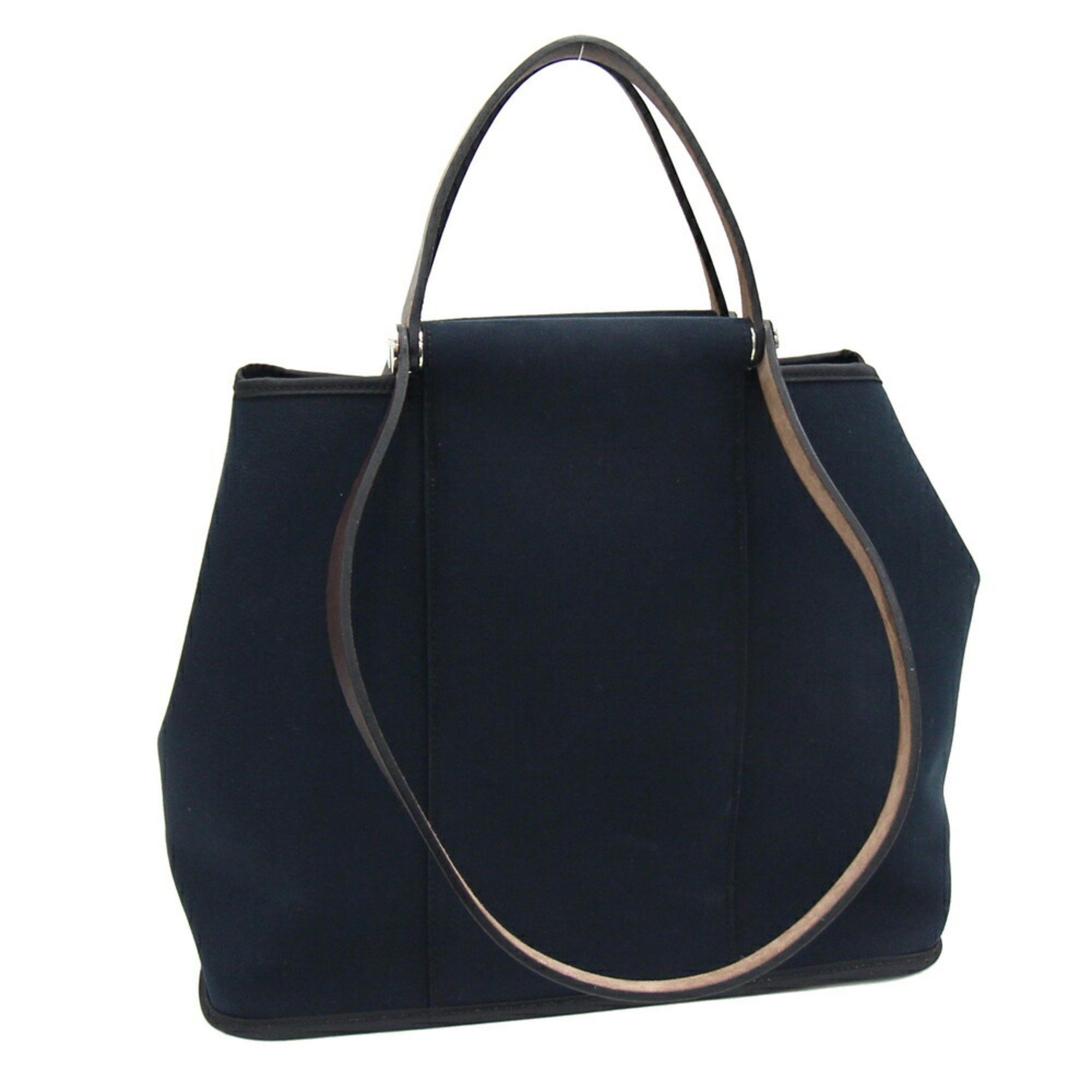 image of Hermes Handbag Cabag Pm Black Canvas Leather □M Stamped 2009 Production Tote Bag Shoulder Ladies He