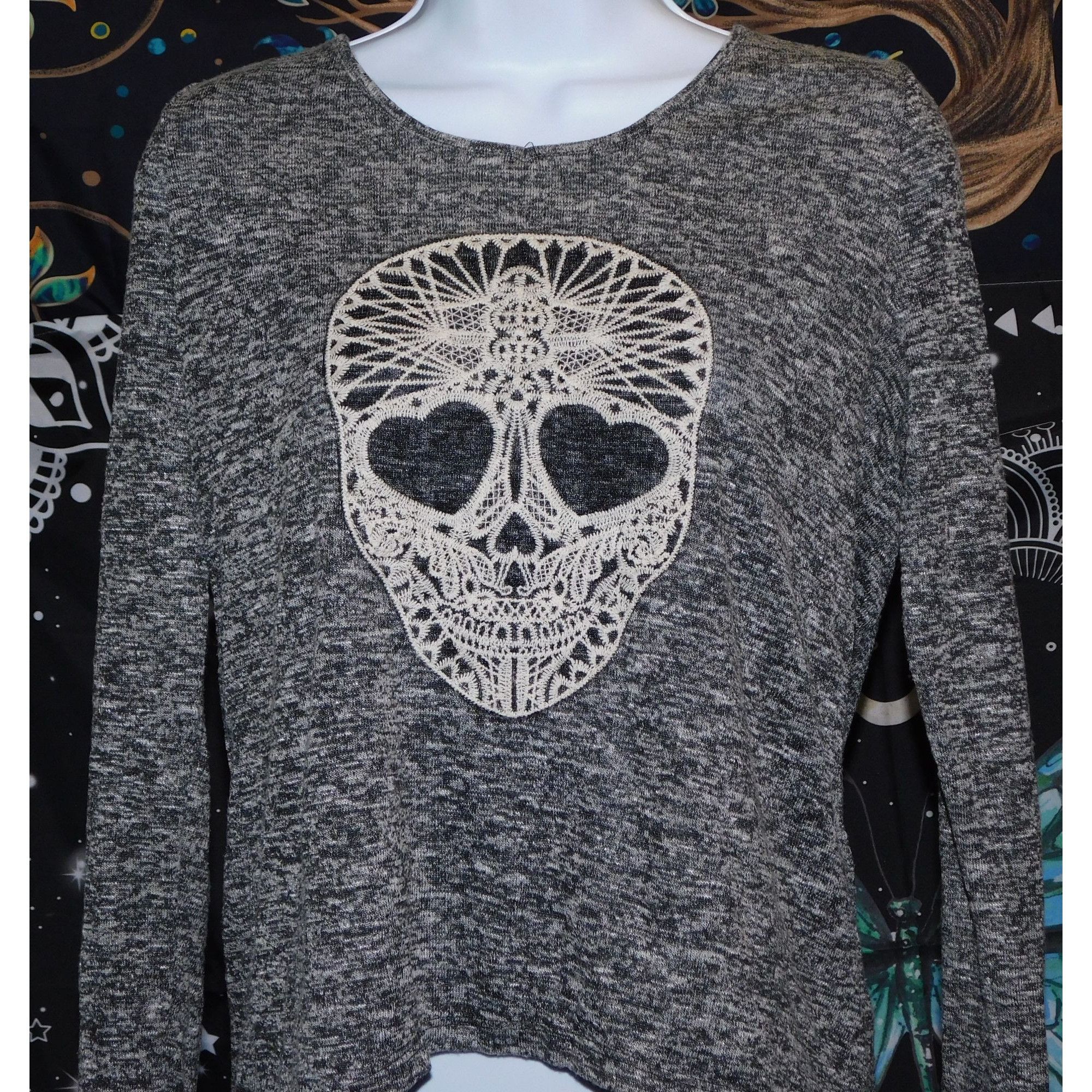 Aeropostale Aeropostale Y2K Gothic Skull Long Sleeve Shirt Size M / US 6-8 / IT 42-44 - 5 Thumbnail