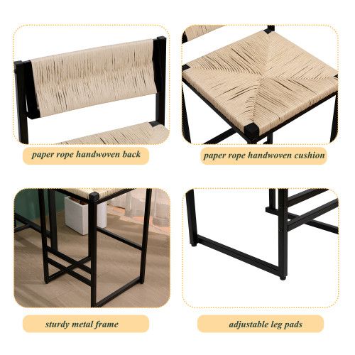 Designer × Homemade Creamy White Paper Rope Woven Bar Stools Set of 2 Hand Weave Size US L / EU 52-54 / 3 - 8 Thumbnail