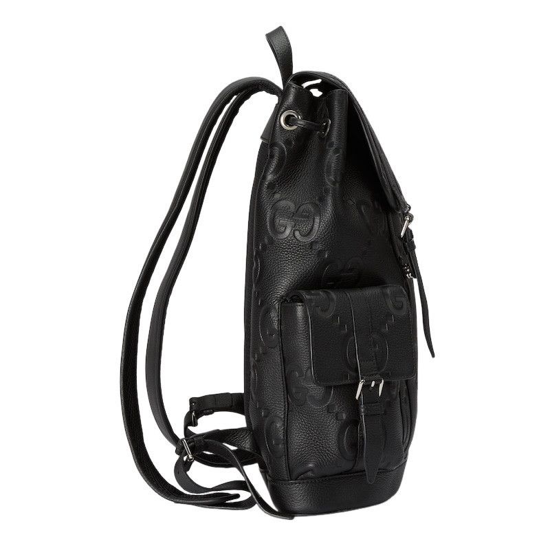 Gucci GUCCI $3980 Black Jumbo GG Leather Large Backpack New & Auth Size ONE SIZE - 4 Thumbnail