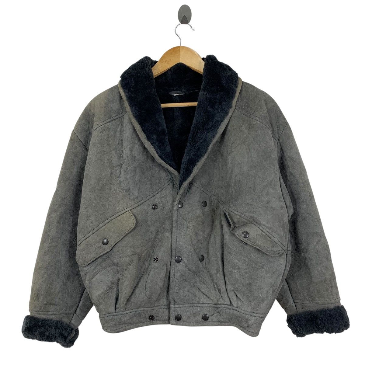 Vintage Vintage 90s HOMESTEAD SHEEPSKIN G.L. Bowron co Bomber Jacket Size US L / EU 52-54 / 3 - 1 Thumbnail