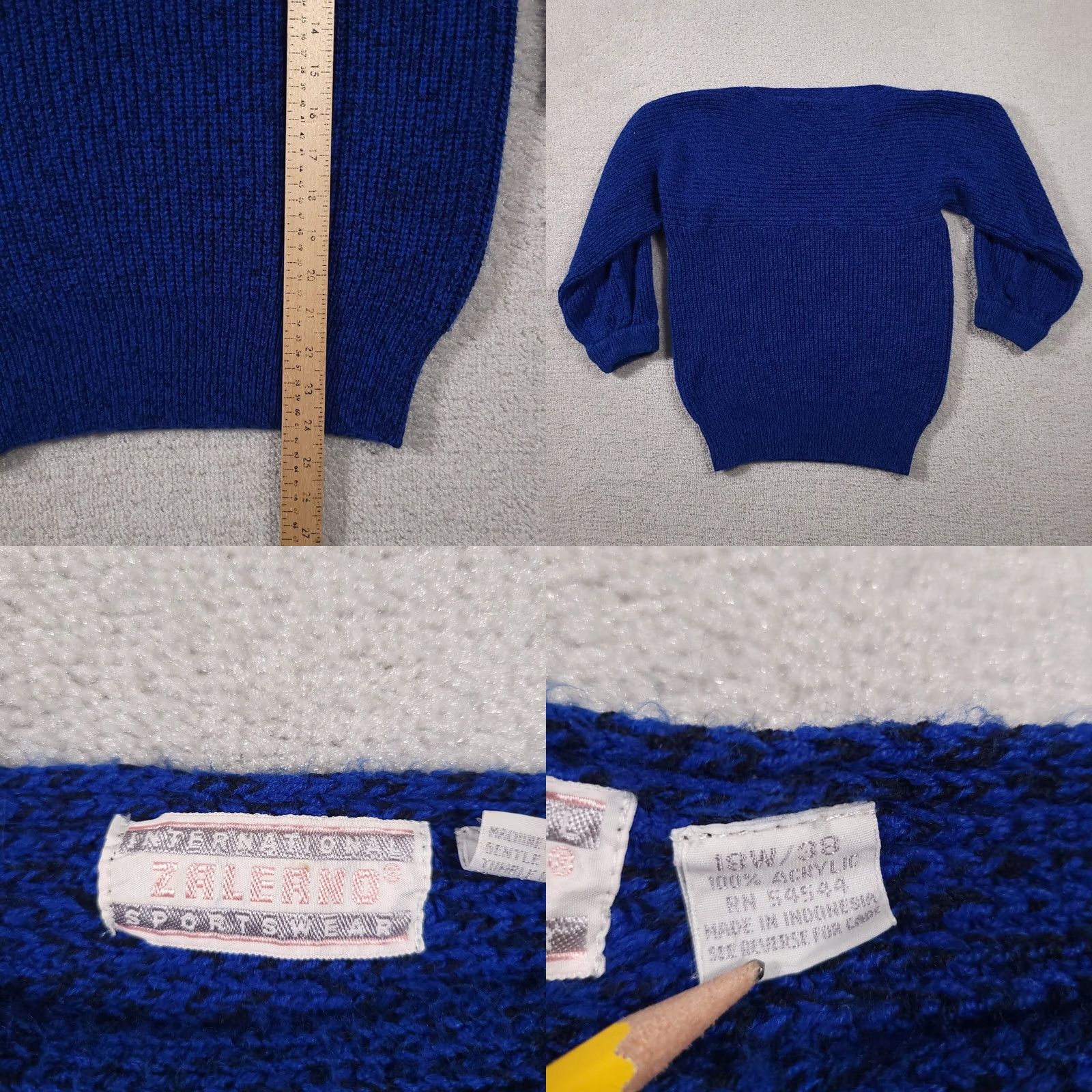 Vintage VINTAGE Zalerno International Sportswear Sweater Women's 18W Blue 3/4 Sleeve Pullover Knit Size XXL / US 16-18 / IT 52-54 - 8 Thumbnail