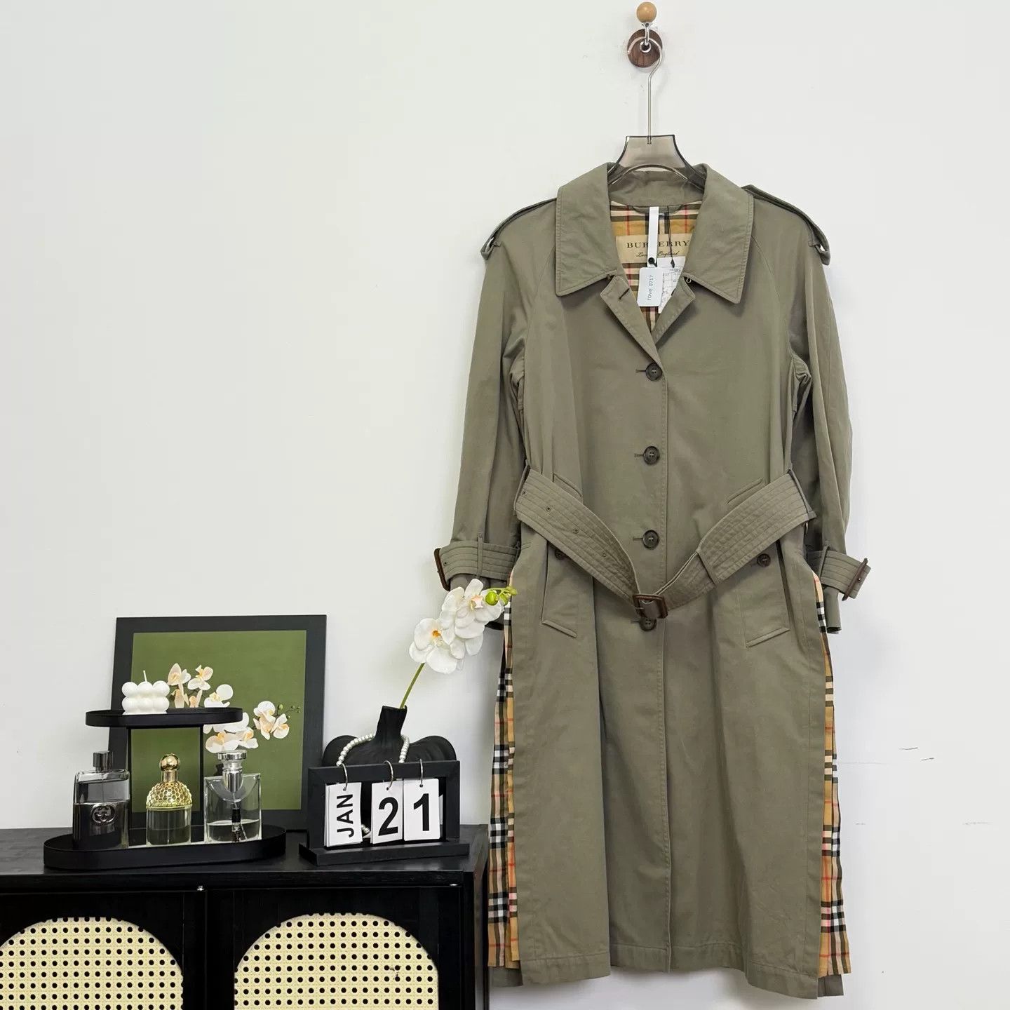 Burberry Burberry Green Check Lined Trench Coat Size XS / US 0-2 / IT 36-38 - 1 Thumbnail