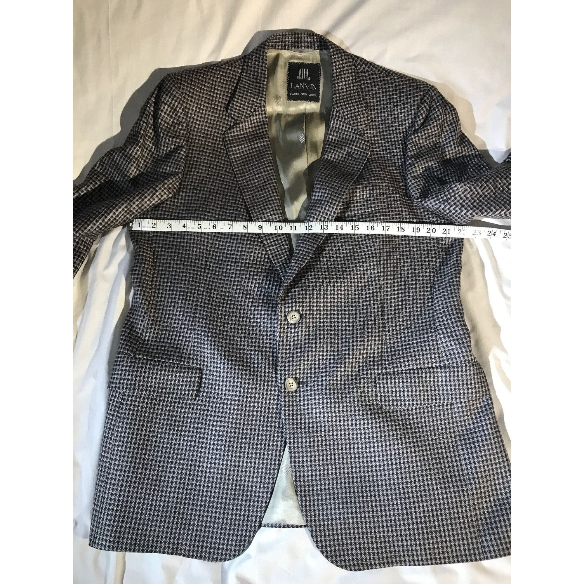 Lanvin Lanvin Paris-New York Men' s Gray/Wine Tweed Wool Blazer Size 42R - 4 Thumbnail