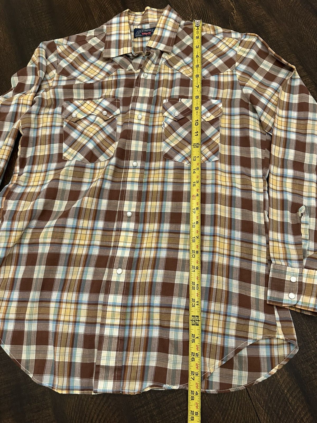 Levi's VTG Levis Pearl Snap Big E Western Plaid Sawtooth Mens Sz M Size US M / EU 48-50 / 2 - 6 Thumbnail