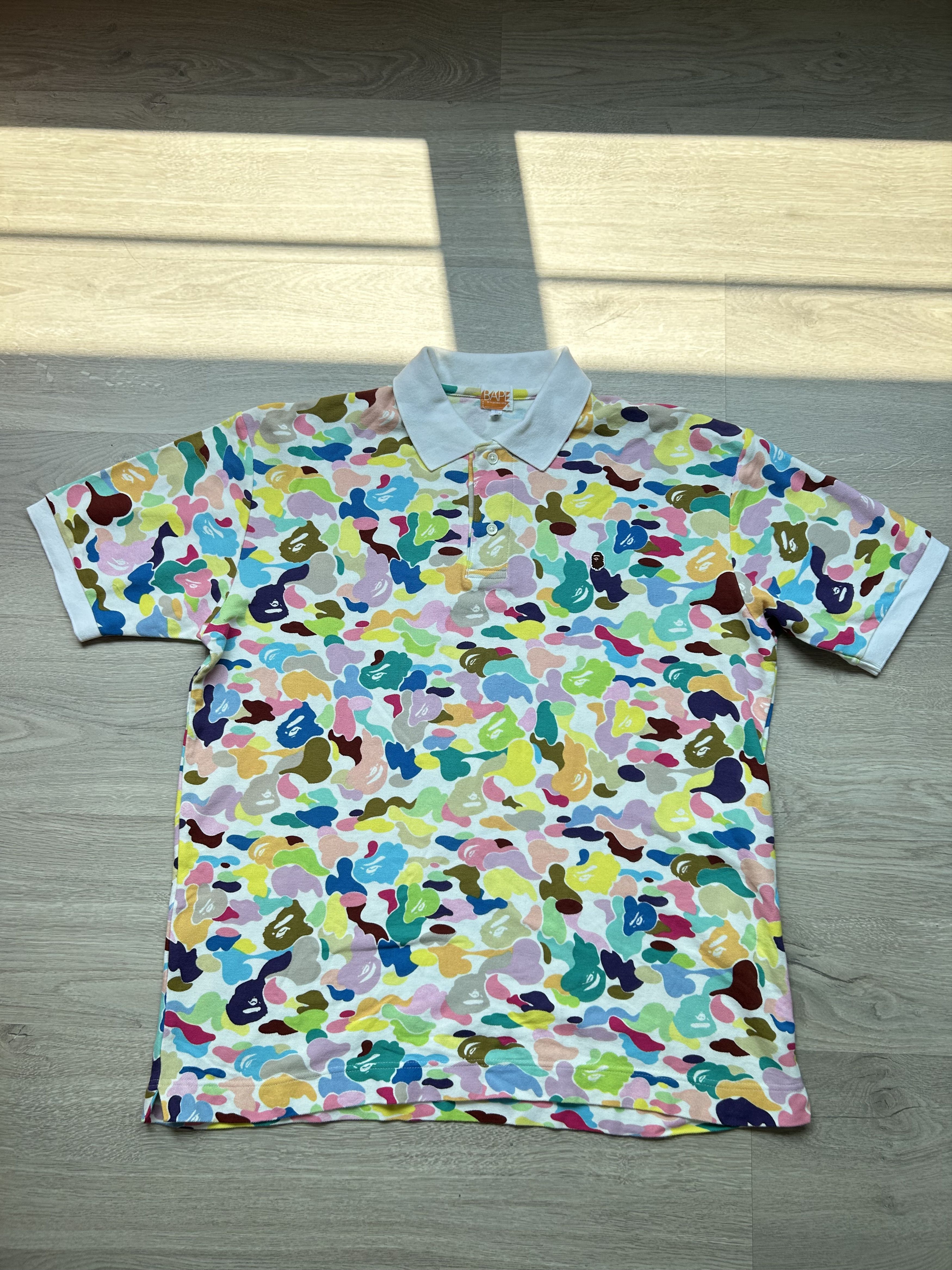 ★BAPE Relax Silhouette Side Shark Polo★ Mens BAPE AUTHENTIC A Bathing Ape Shark Print Black Polo Shirt