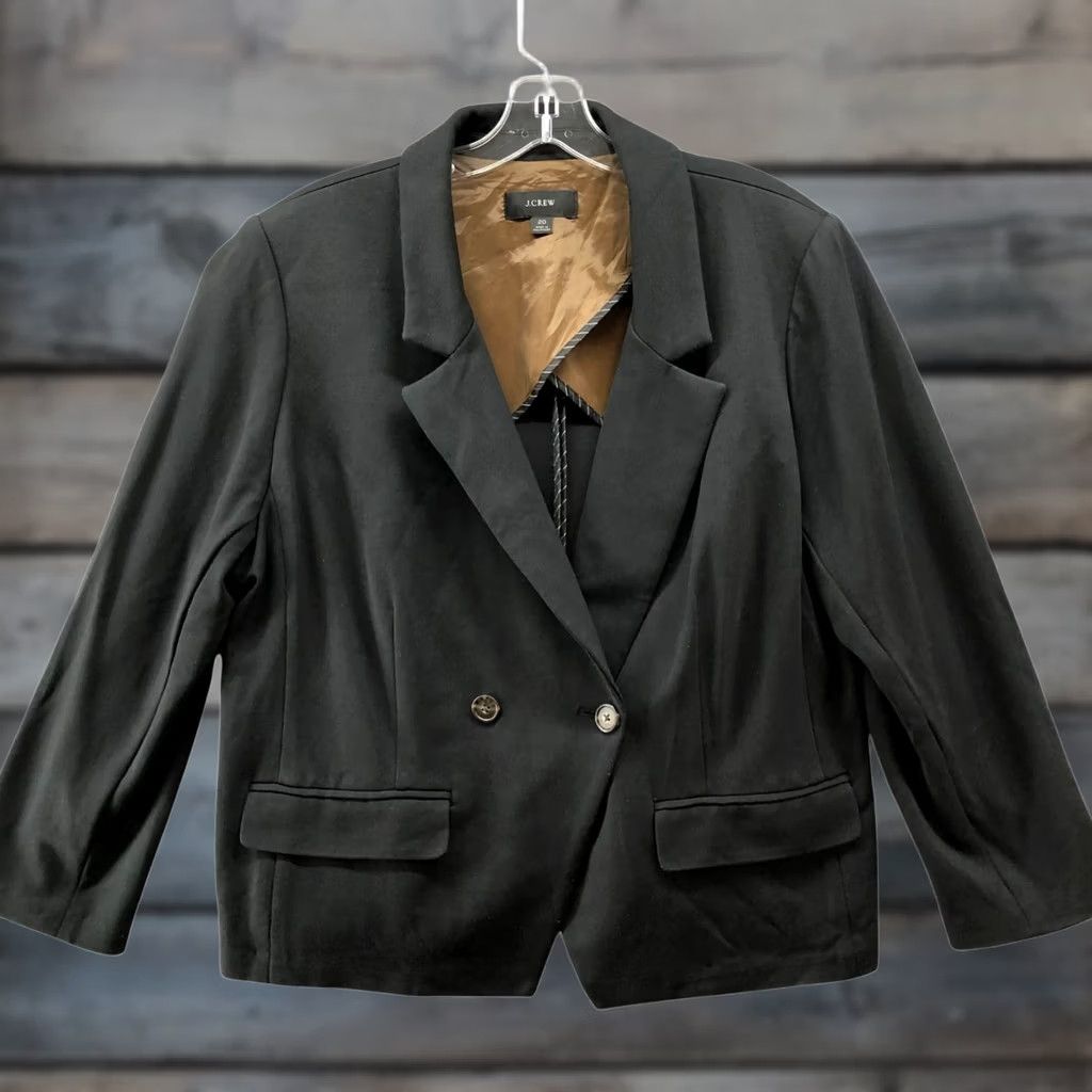 J.Crew VINTAGE? No. J.CREW Devon Blazer In Ponte Womens 20 Black Double Breasted Career Blazer Shirt? Size 3XL / US 20-22 - 1 Thumbnail