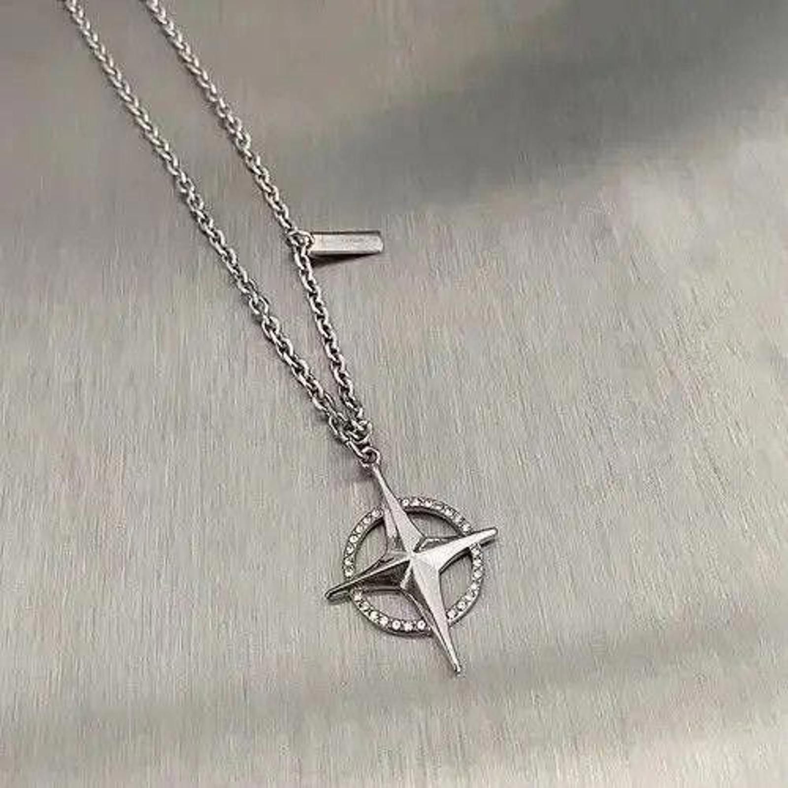 Other Silver Four Pointed Star Fashion Titanium Necklace Size ONE SIZE - 2 Thumbnail