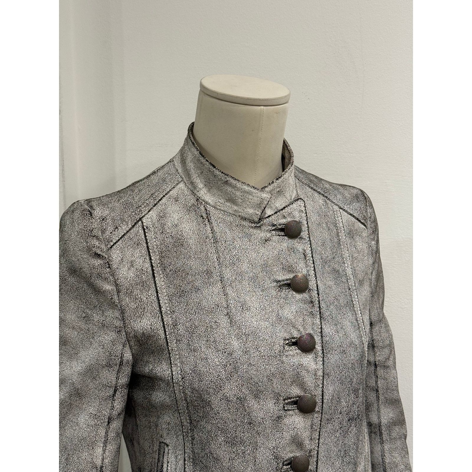 Ann Demeulemeester S/S2002 Ann Demeulemeester runway cracked Napoleon jacket Size XS / US 0-2 / IT 36-38 - 4 Thumbnail