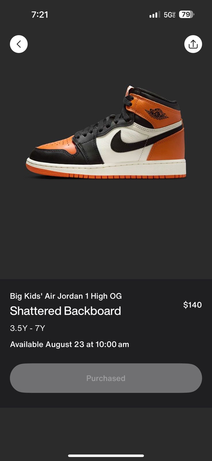 Nike Air Jordan 1 High OG Shattered Backboard 7Y Size US 7 / EU 40 - 15 Thumbnail