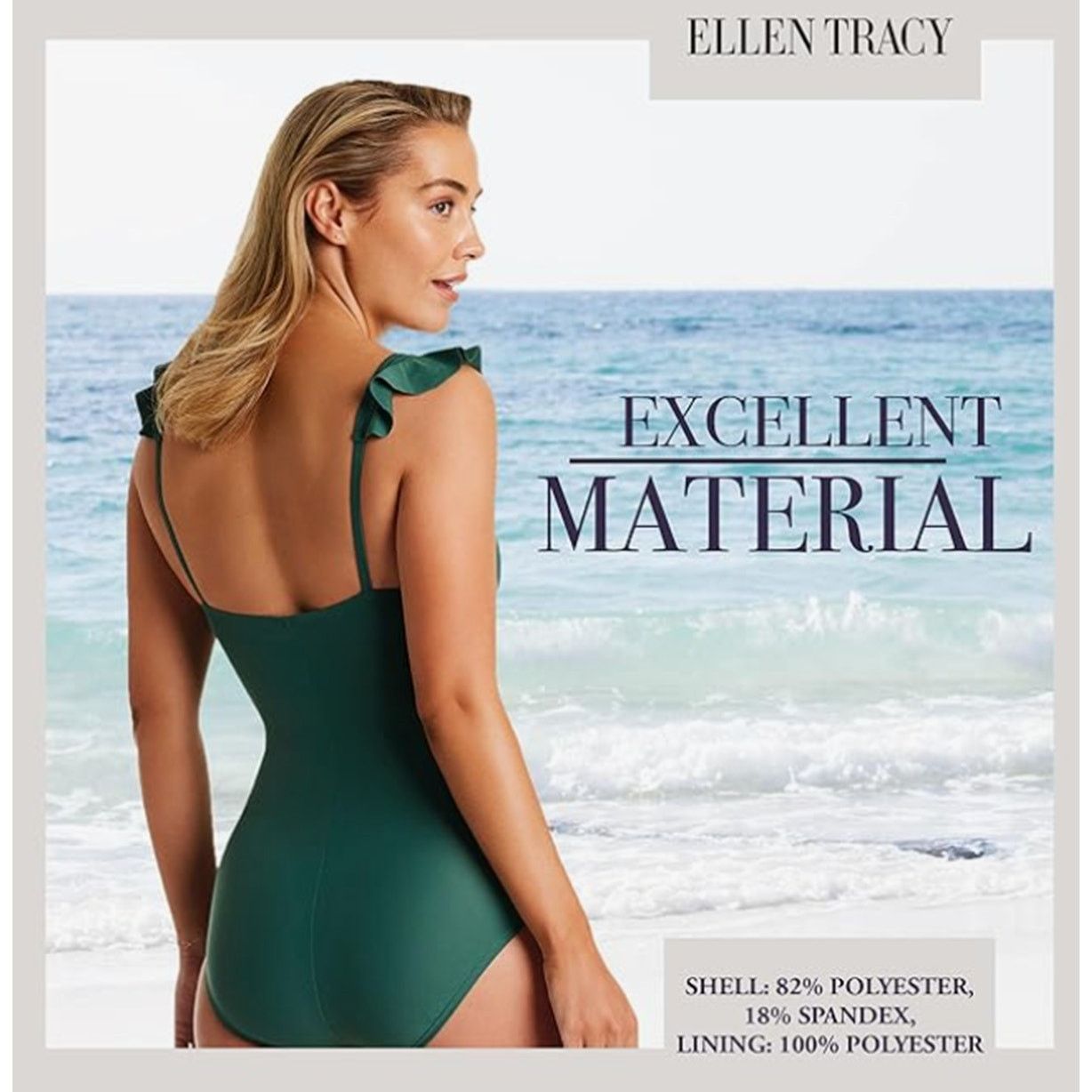 Ellen Tracy ELLEN TRACY Women's Mio One Piece Swimsuit Size 14 Dark Sage Size ONE SIZE - 3 Thumbnail