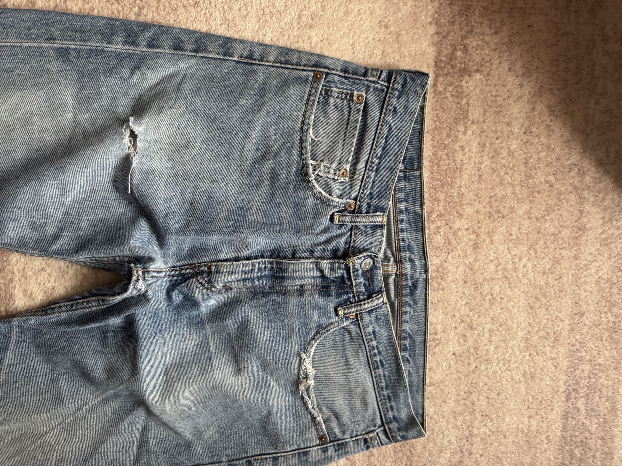 Levi's Levis 505 flared denim pants jeans y2k baby blue distressed Size US 34 / EU 50 - 4 Thumbnail