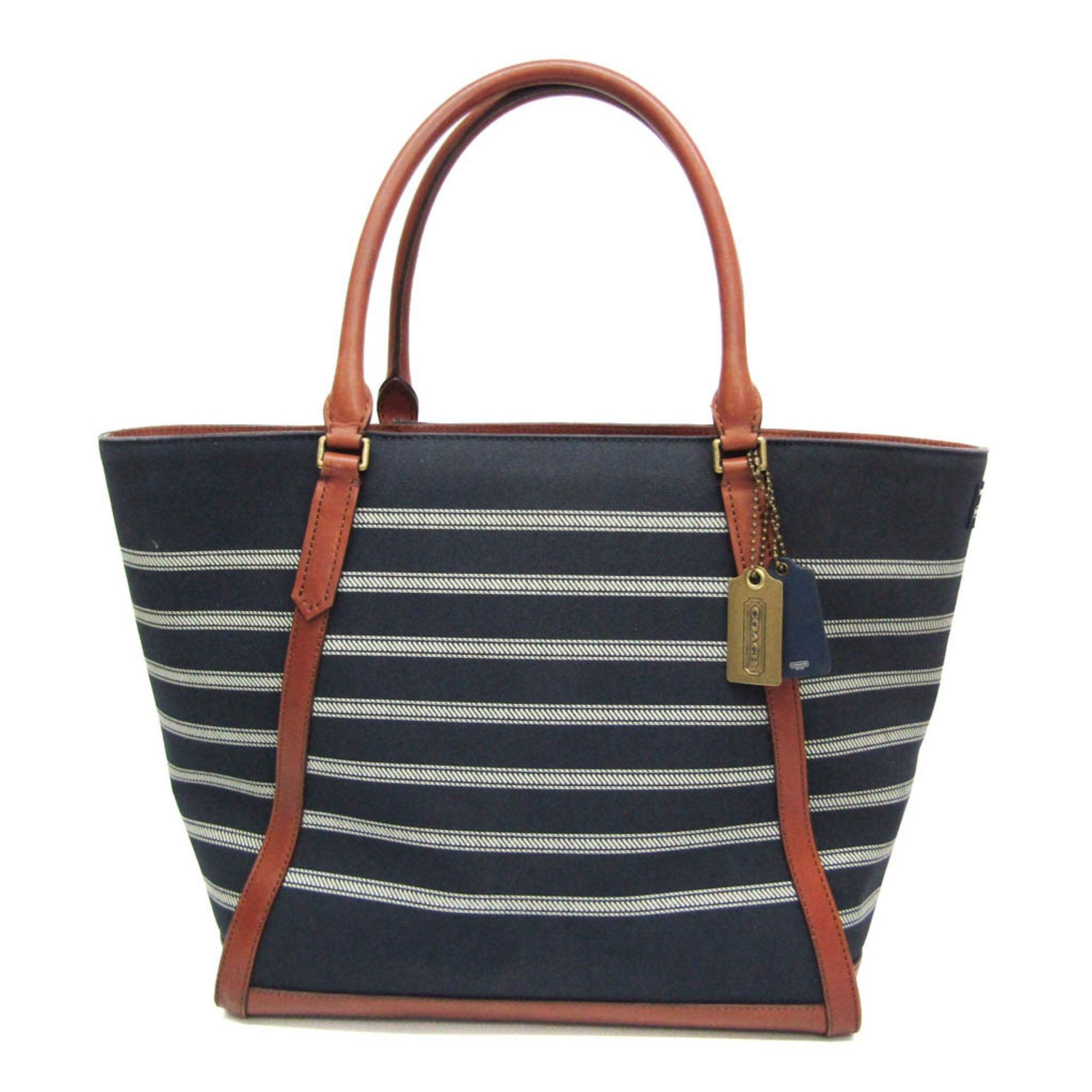 image of Coach×Saint James 70902 Women,men Canvas,leather Tote Bag Brown,navy, Women's
