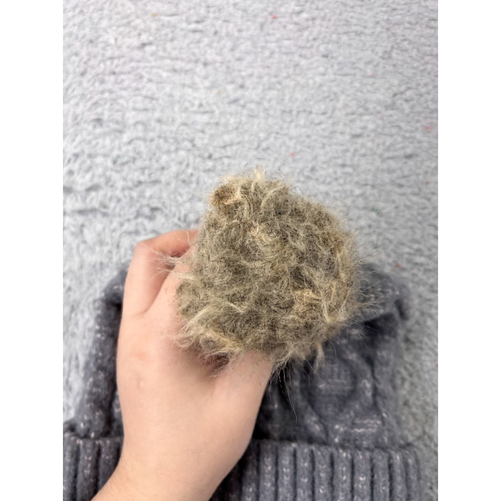 Walmart Walmart Beanie Toque Women One Size Gray Ribbed Cable Knit Nylon Blend Faux Fur Pom Hat Mens?? Size ONE SIZE - 2 Thumbnail