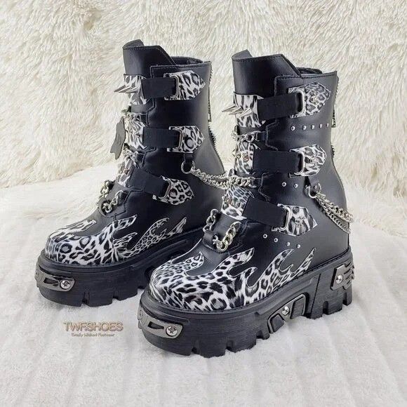 Alexander Wang Anthony Wang Dreamz Punk Goth 2.5" Platform Ankle Boots Leop Size US 6 / IT 36 - 2 Thumbnail