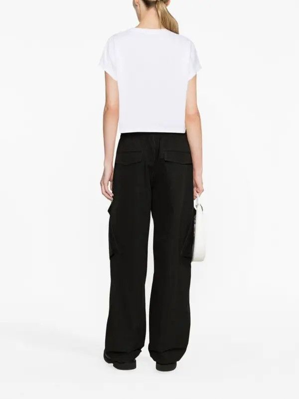 Balmain o1s1wg110725 Flocked Logo Cropped T-Shirt in White Size XL / US 12-14 / IT 48-50 - 3 Thumbnail