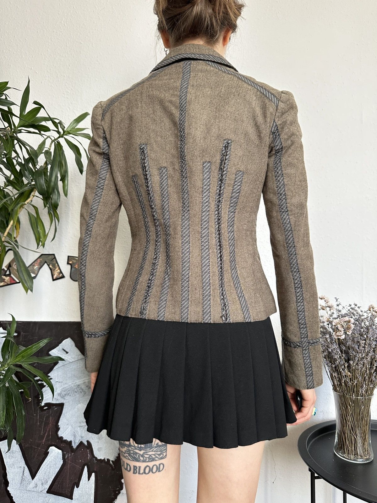 Designer Karen Millen Wool SteamPunk Style Blazer Jacket 90s Size M / US 6-8 / IT 42-44 - 7 Thumbnail