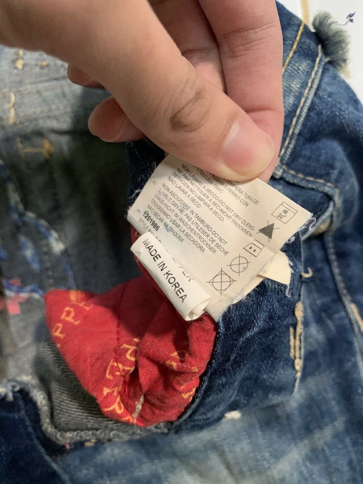 If Six Was Nine Flare Red papper Japanese Punk Skull Distressed Denim Size US 31 - 21 Thumbnail