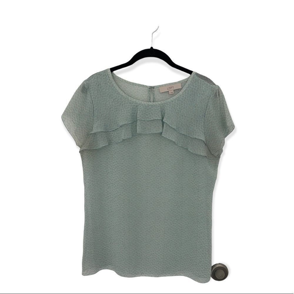 Loft Ann Taylor LOFT Women’s Size S Semi-Sheer Ruffle Blouse Shor Size S / US 4 / IT 40 - 2 Thumbnail
