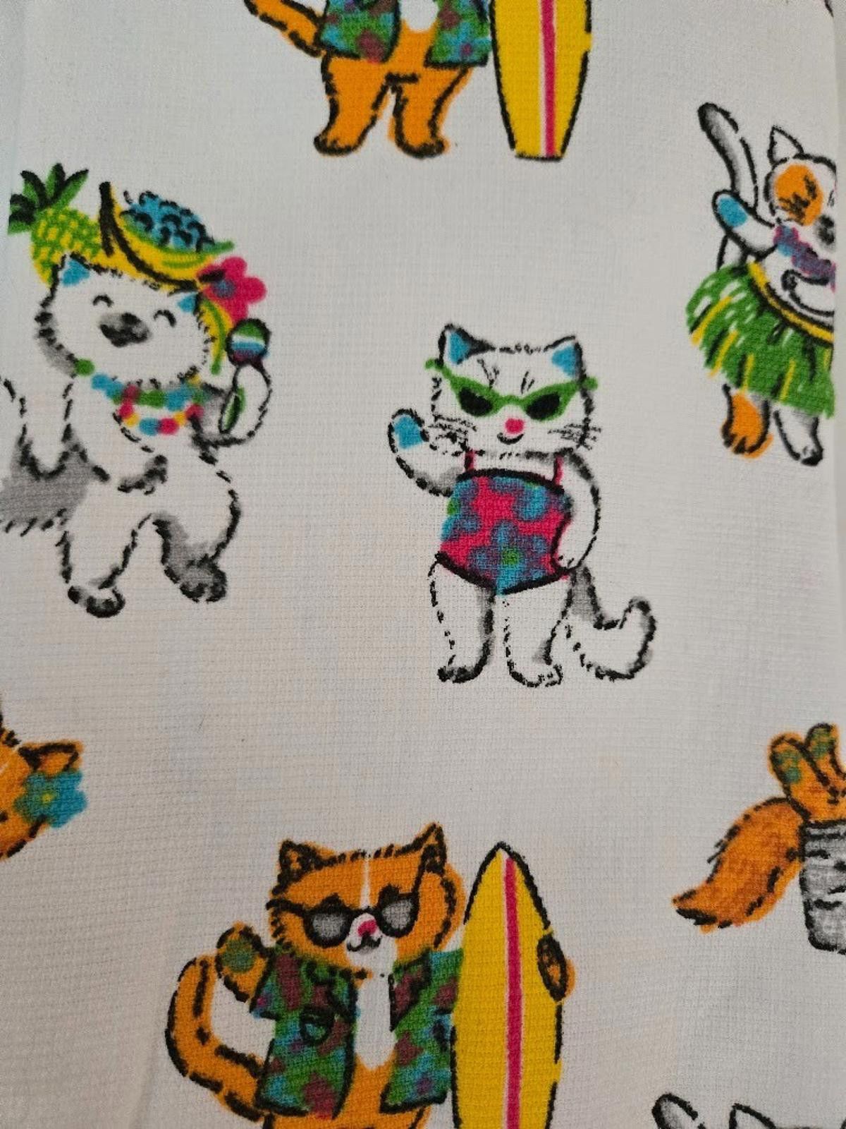 Isaac Mizrahi Isaac Mizrahi Dish Towels Set of 2 Cat Hawaiian Kittens NWT Size ONE SIZE - 3 Thumbnail