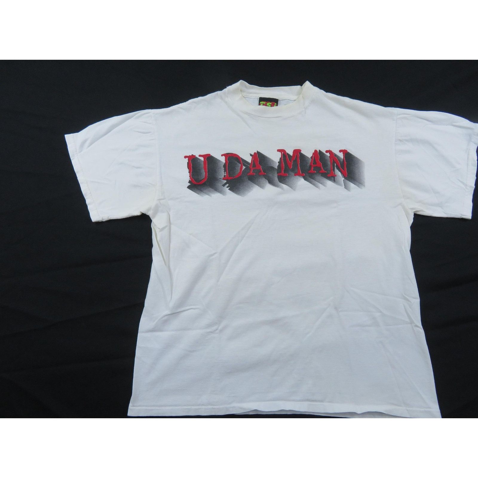 U DA MAN Black Moon Rap Song T-Shirt White Sz L 1990s
