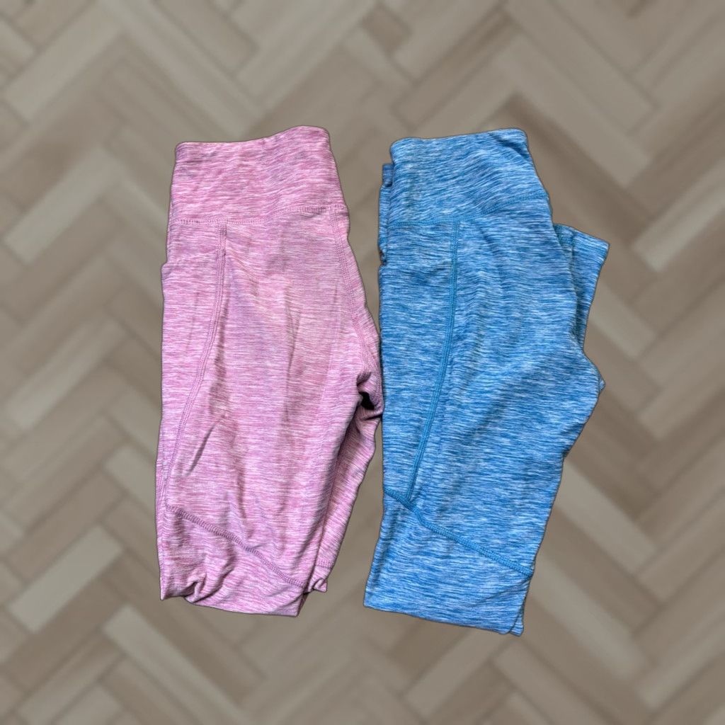 Vintage Hanna Andersson Women's Leggings Yoga Blue and Pink Stretch Lot of 2 Size 12 Size 34" / US 12 / IT 48 - 1 Thumbnail