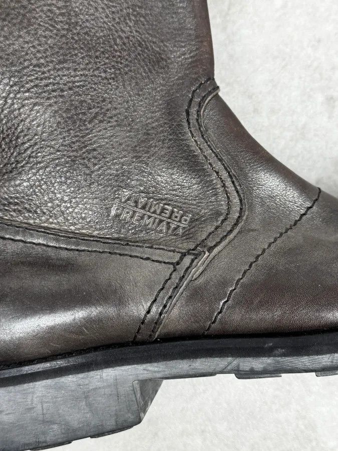 Vintage 2000s Premiata Dark Brown Eroded Leather Boots Size US 12 / EU 45 - 6 Thumbnail