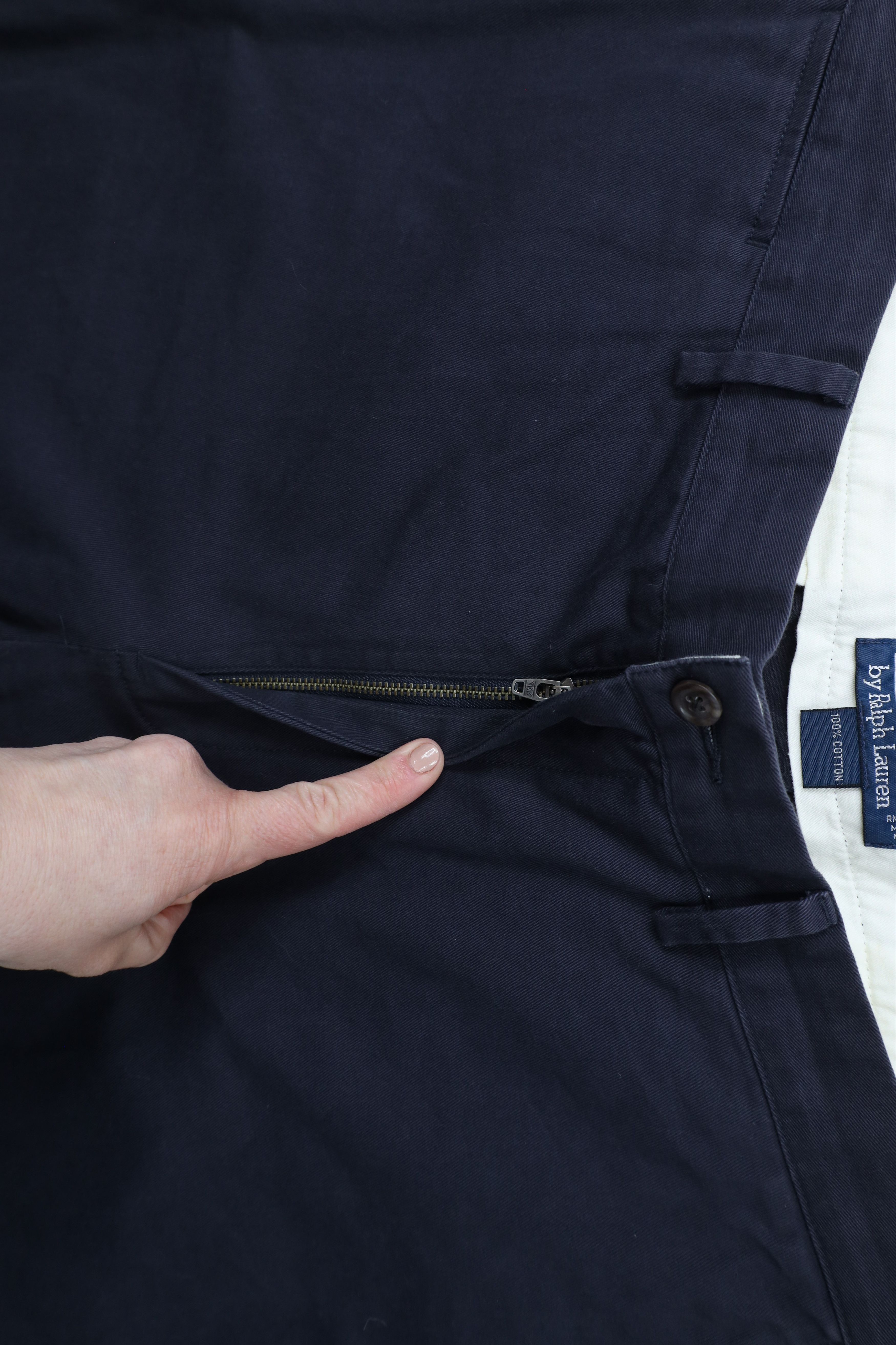Ralph Lauren × Vintage Vintage 90s Ralph Lauren Wide Leg Chino Pants Navy Blue Size US 38 / EU 54 - 7 Thumbnail