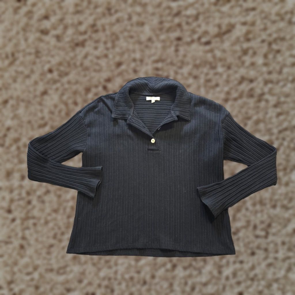 Madewell Madewell Top Womens Size S Black Ribbed Long Sleeve Capsule Casual Basic Shirt Size S / US 4 / IT 40 - 1 Thumbnail