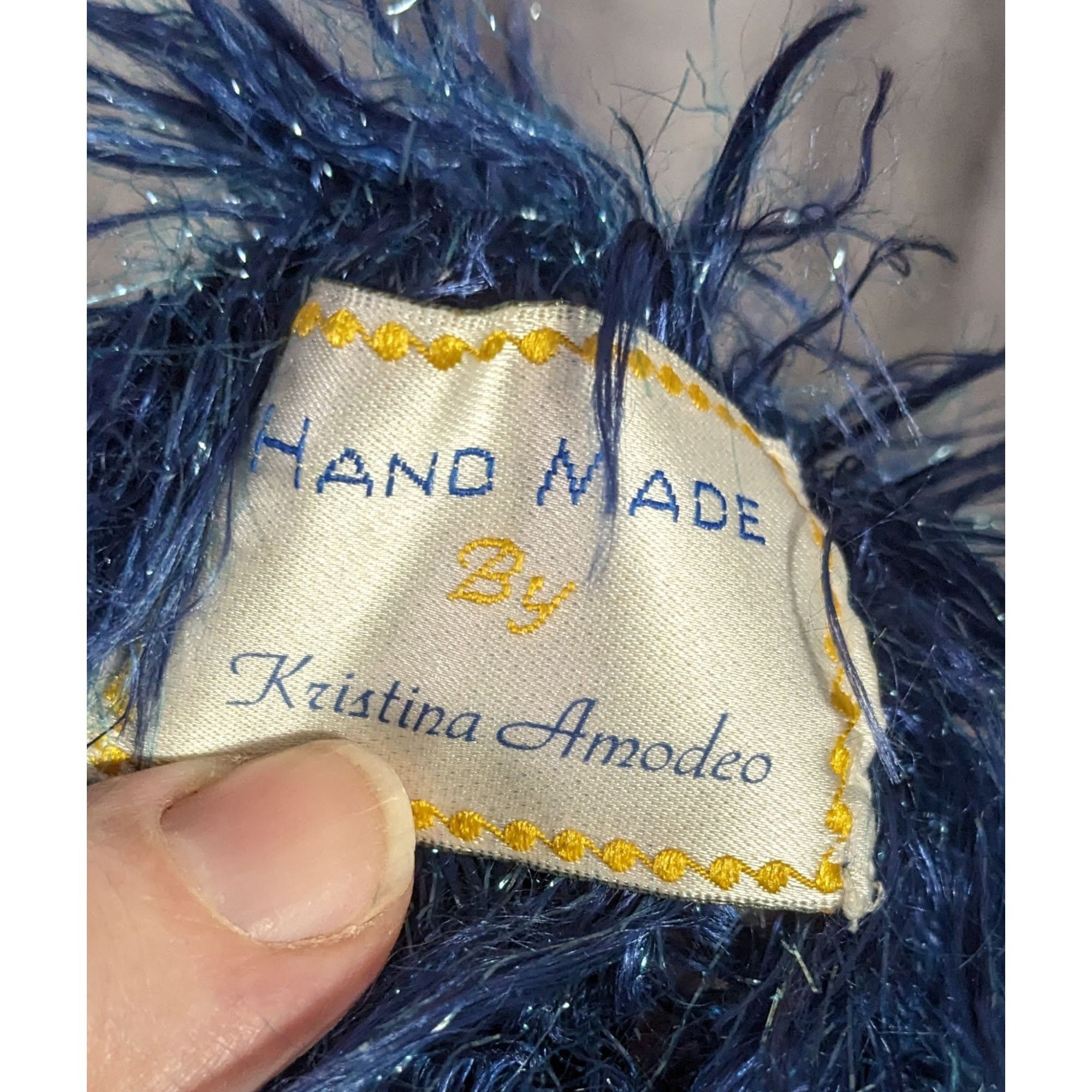 Other Handmade Blue And Metallic Eyelash Yarn Scarf By Kristina Am Size ONE SIZE - 6 Thumbnail