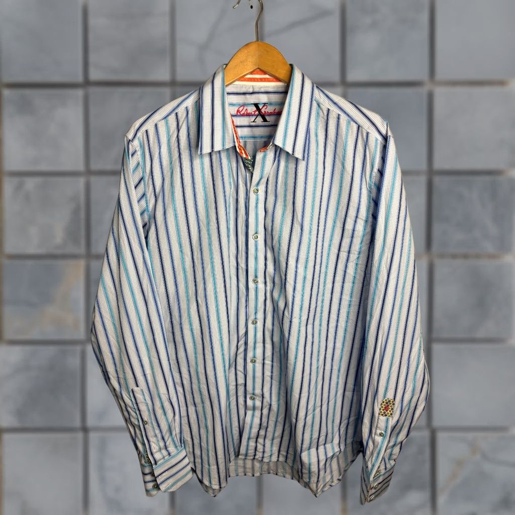 Robert Graham Robert Graham Shirt Button Up Long Sleeve Striped Flip Cuff Multicolor Mens Sz XL Size US XL / EU 56 / 4 - 1 Thumbnail