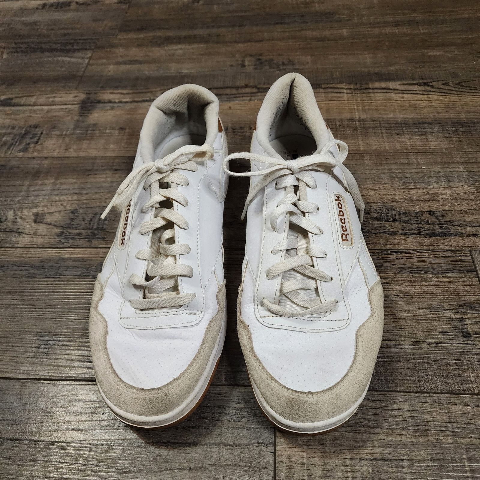 Reebok Preowned Wht & brown Reebok sneakers shoes mens sz 10.5 SH2 Size US 10.5 / EU 43-44 - 1 Thumbnail