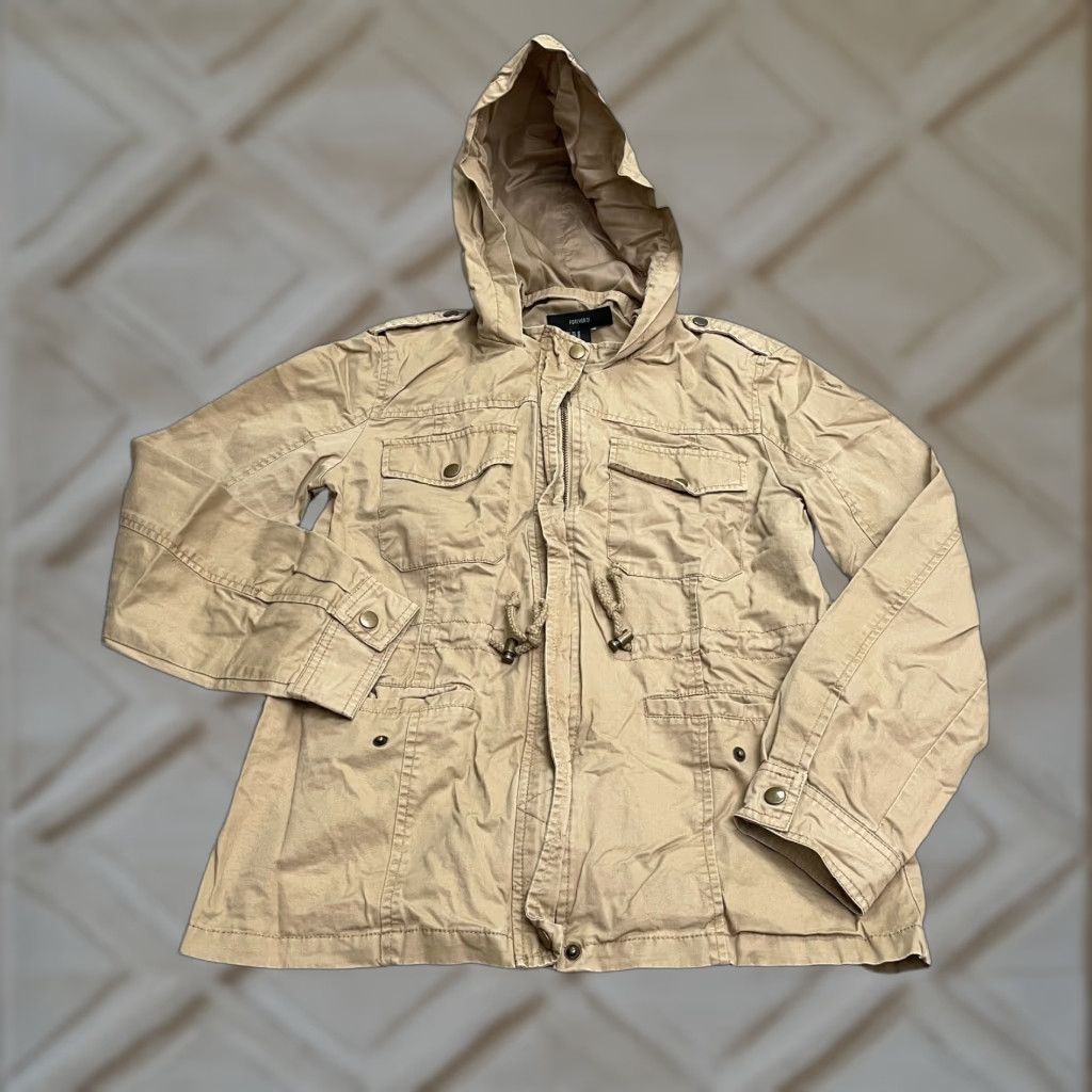 Forever 21 FOREVER 21 Cargo Hoodie Jacket Women M Brown Cotton Full Zip Outdoor Casual Size M / US 6-8 / IT 42-44 - 1 Thumbnail