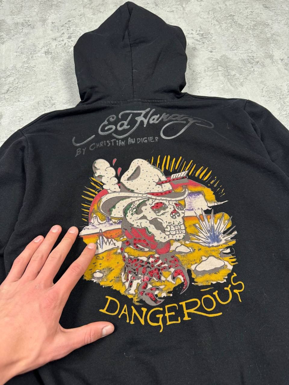 Ed Hardy Vintage Y2k Ed Hardy Dangerous Skull Black Zip Hoodie Size M / US 6-8 / IT 42-44 - 9 Thumbnail