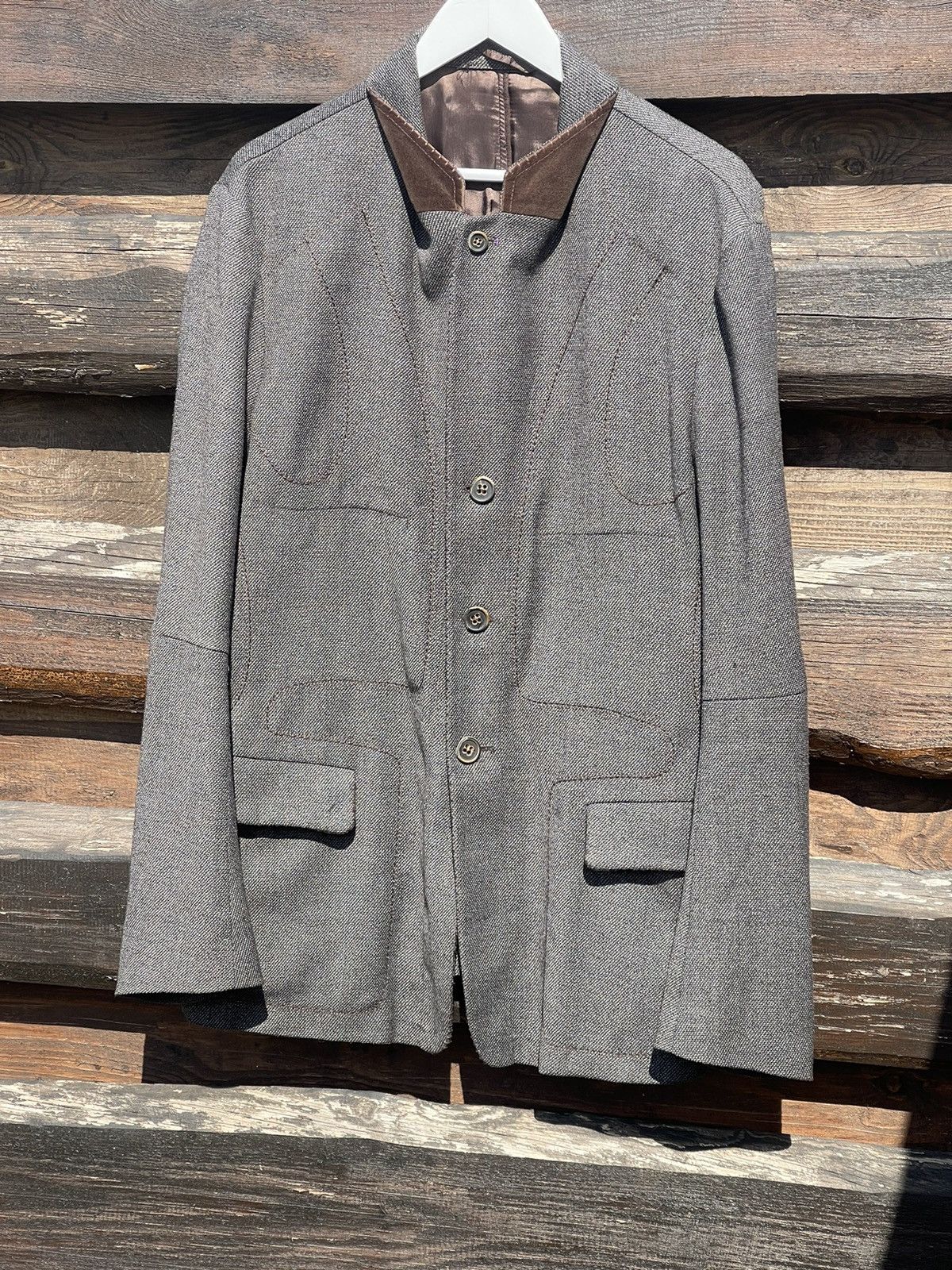 Marithe + Francois Girbaud Marithe Francois Girbaud grey pattern wool blazer jacket Size 54R - 2 Thumbnail