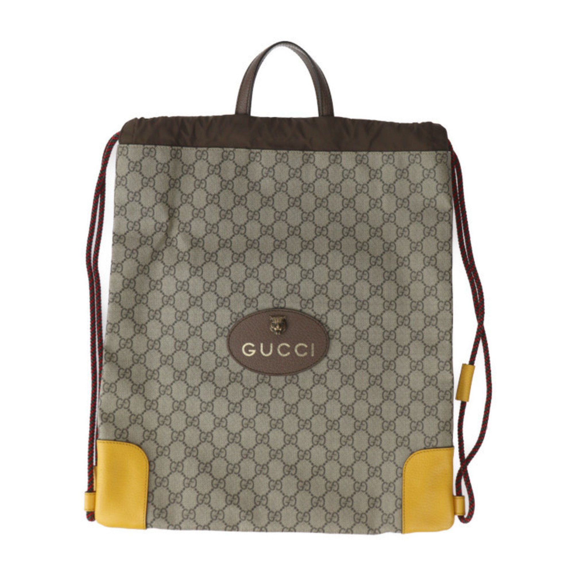 GUCCI GG Supreme Angry Cat Drawstring Backpack (473872) in Beige