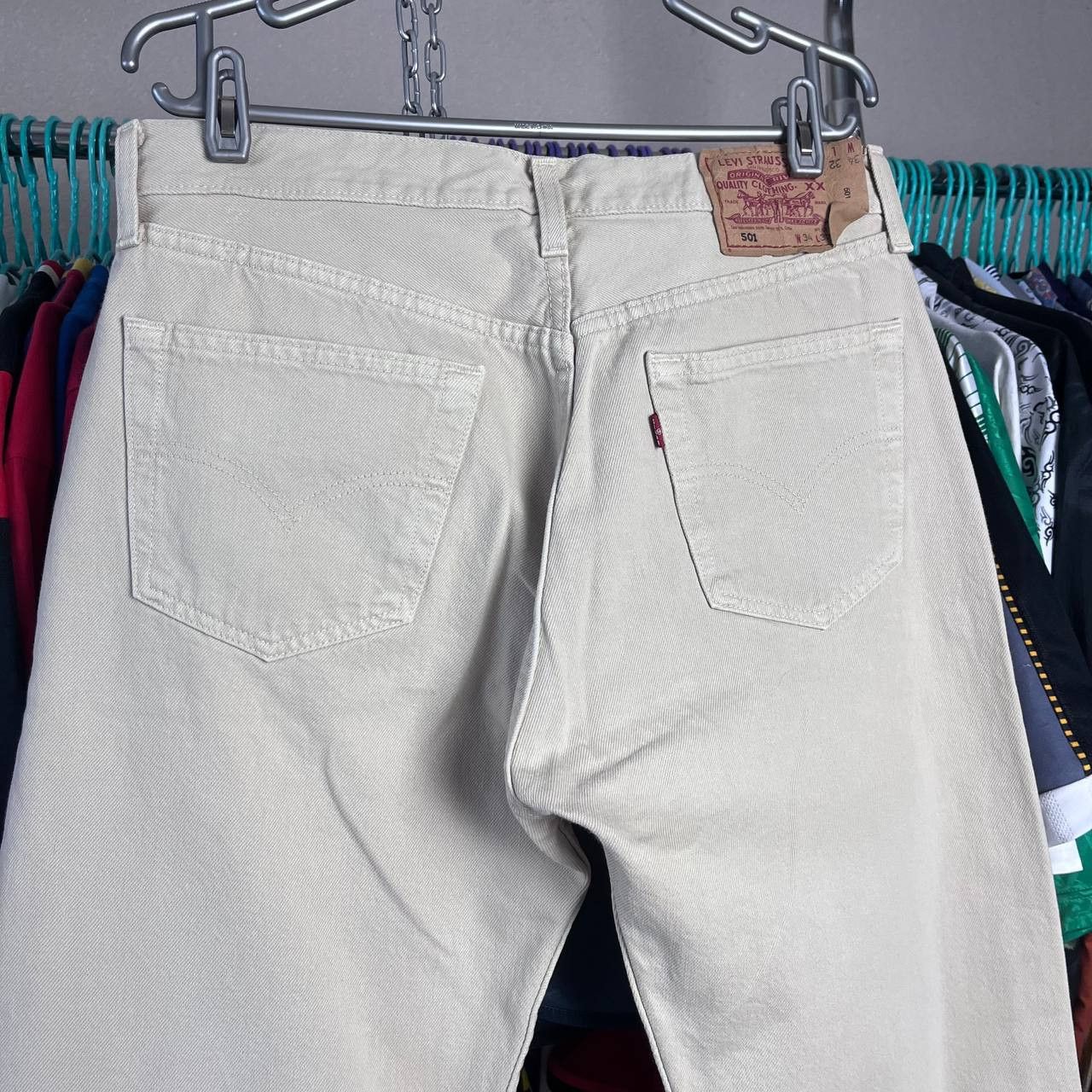 Levi's Vintage Clothing Vintage 90s Levis 501 Button Fly Beige Denim Pants USA Size US 34 / EU 50 - 2 Thumbnail