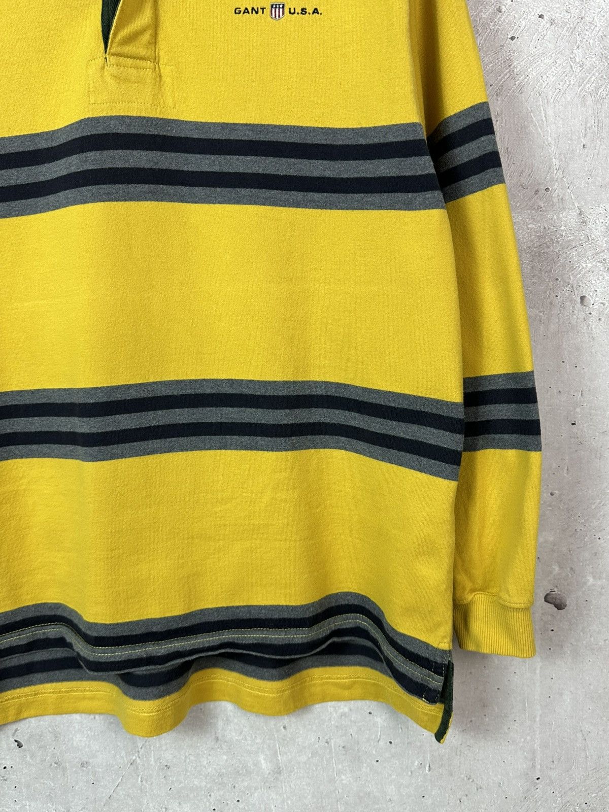 Gant Vintage Gant USA Yellow Stripped Cotton Long Sleeve Polo Size US L / EU 52-54 / 3 - 4 Thumbnail