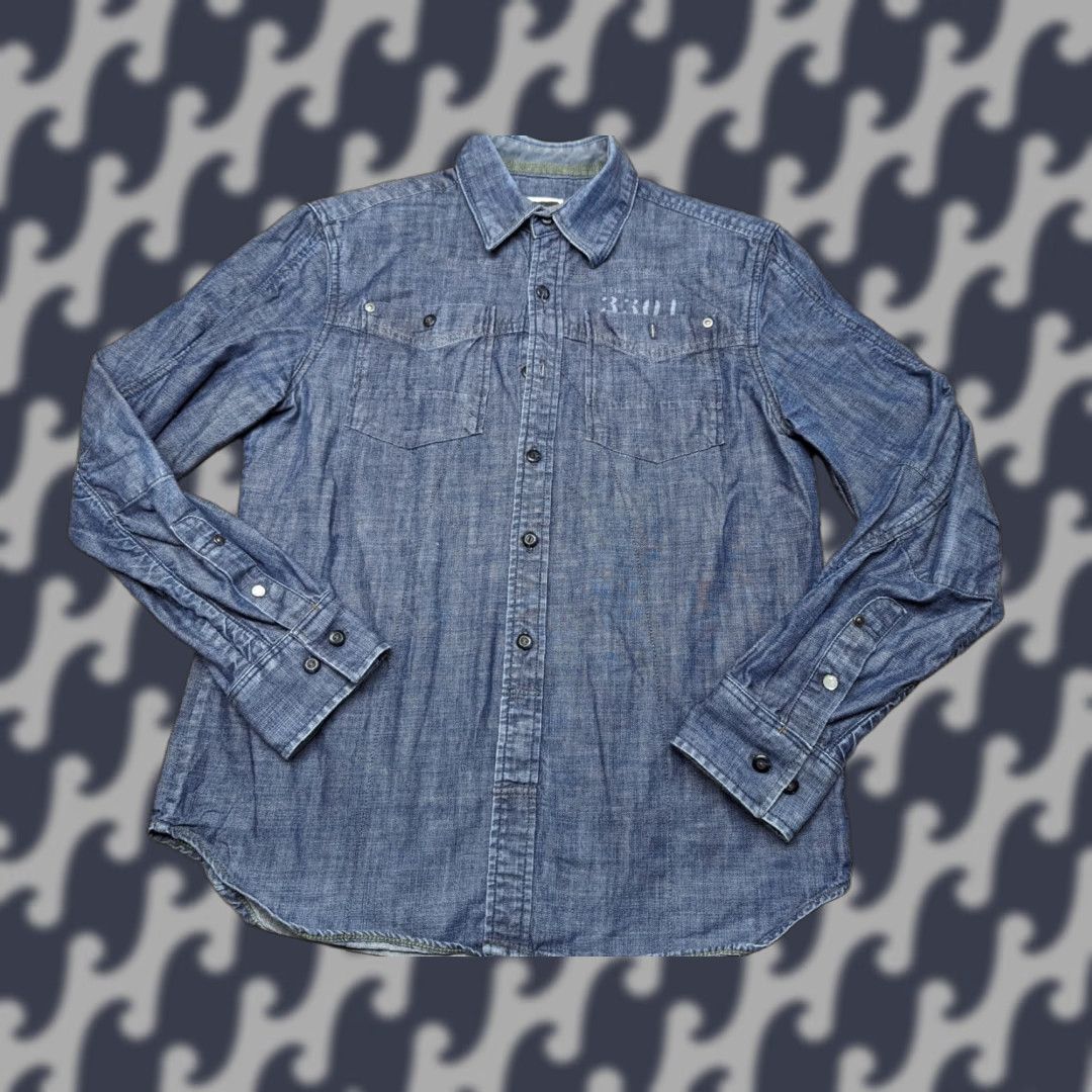 G-Star G-Star Button-Up Denim Shirt M Blue Mens Regular Vintage? No, keep: G-Star Button-Up Blue Shirt M Mens Denim Dark Wash Cedar Border Shirt Jacket? Size US M / EU 48-50 / 2 - 1 Thumbnail