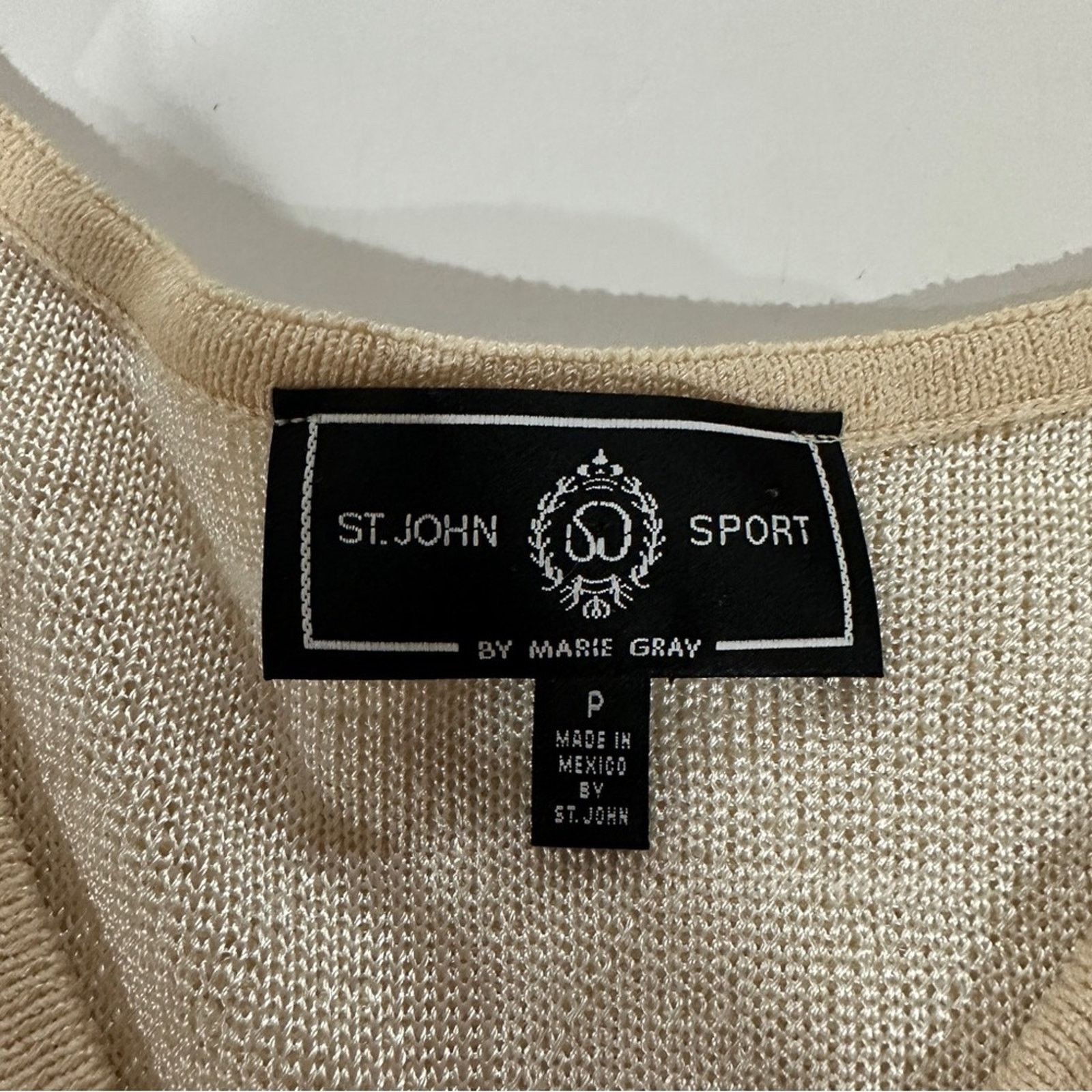 St. John St. John Sport Cream Knit Beaded Short Sleeve Top Size XS Size XS / US 0-2 / IT 36-38 - 7 Thumbnail