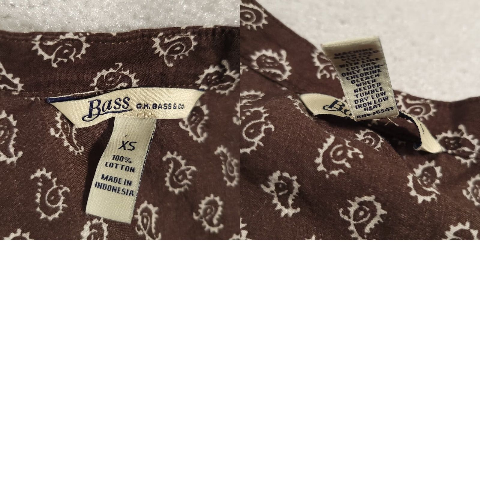 Vintage G. H. Bass & Co. Sleeveless Button-Up Shirt Women's XS Brown Paisley Print Size XS / US 0-2 / IT 36-38 - 9 Thumbnail