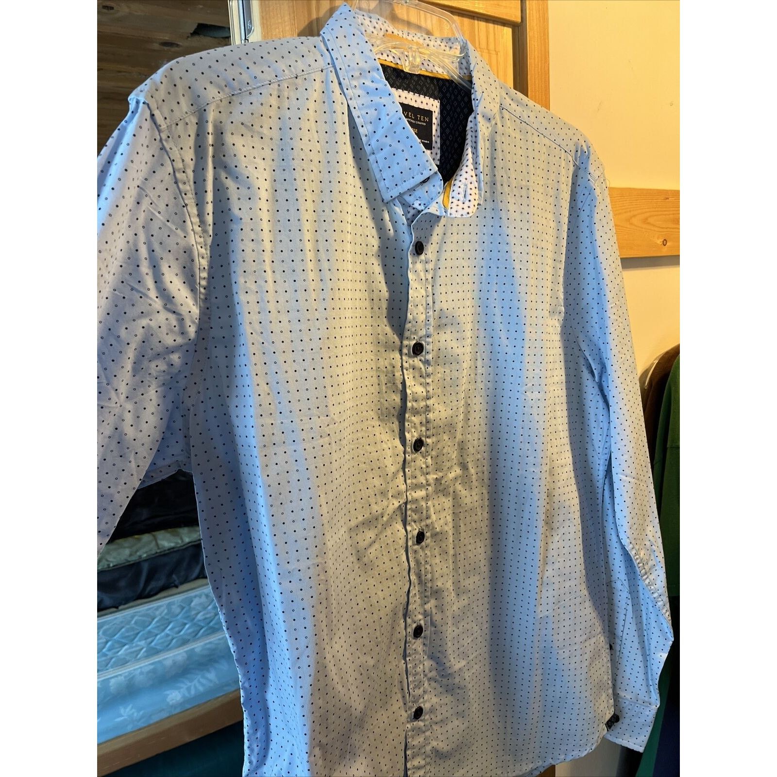 Other Level Ten Men's L Blue Polka Dot Button Down LS Cotton Shirt Size US L / EU 52-54 / 3 - 5 Thumbnail