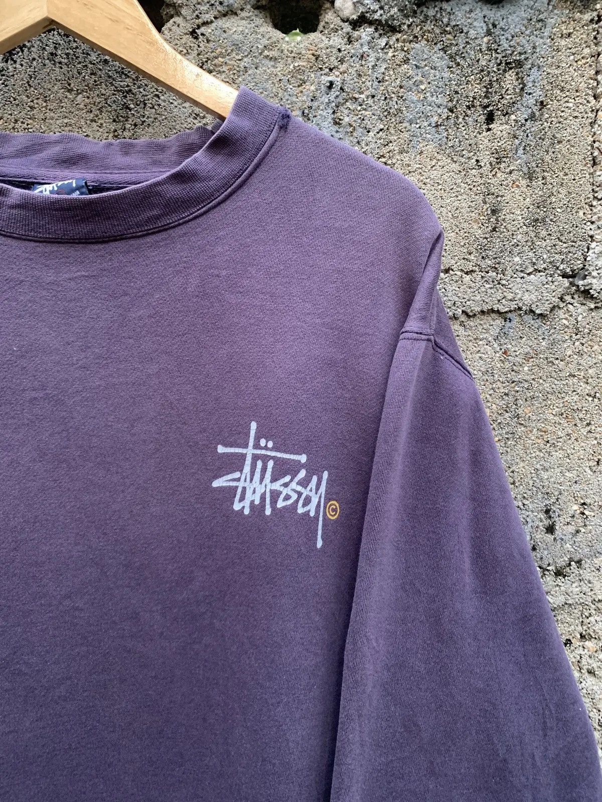 Stussy Vintage 90 Stüssy Big Logo Faded Purple Sweatshirt Thrashed Size US L / EU 52-54 / 3 - 4 Thumbnail