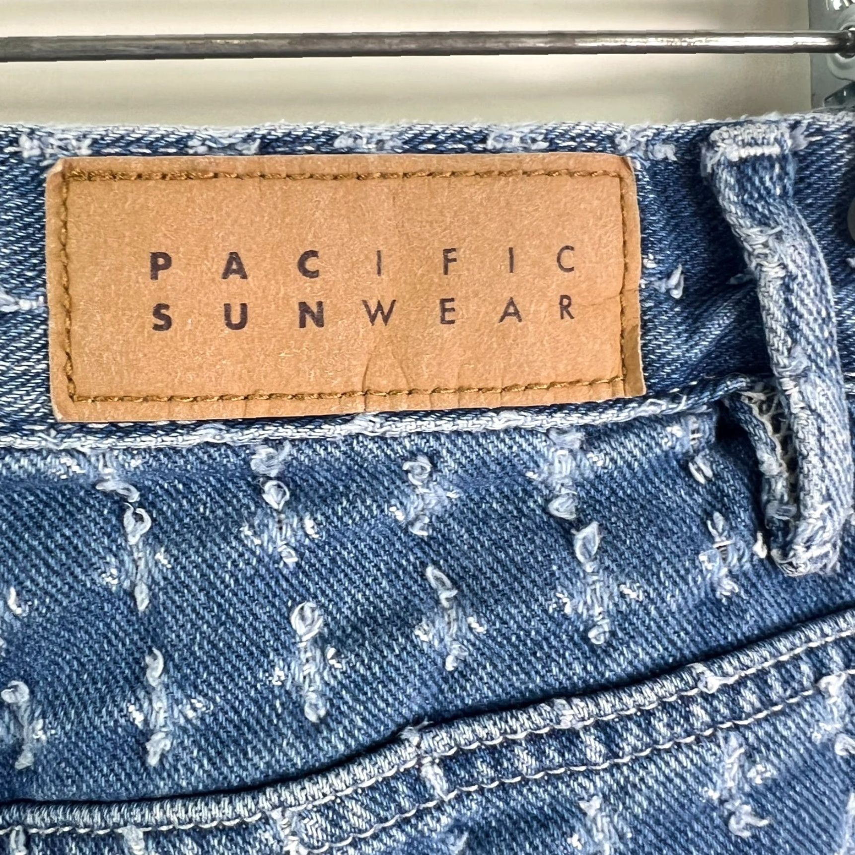Pacsun PacSun Jeans Women's Juniors 23 Straight Denim High Rise 30in Blue Distressed 90s Grunge Bohemian Size 40" / US 18 - 7 Thumbnail