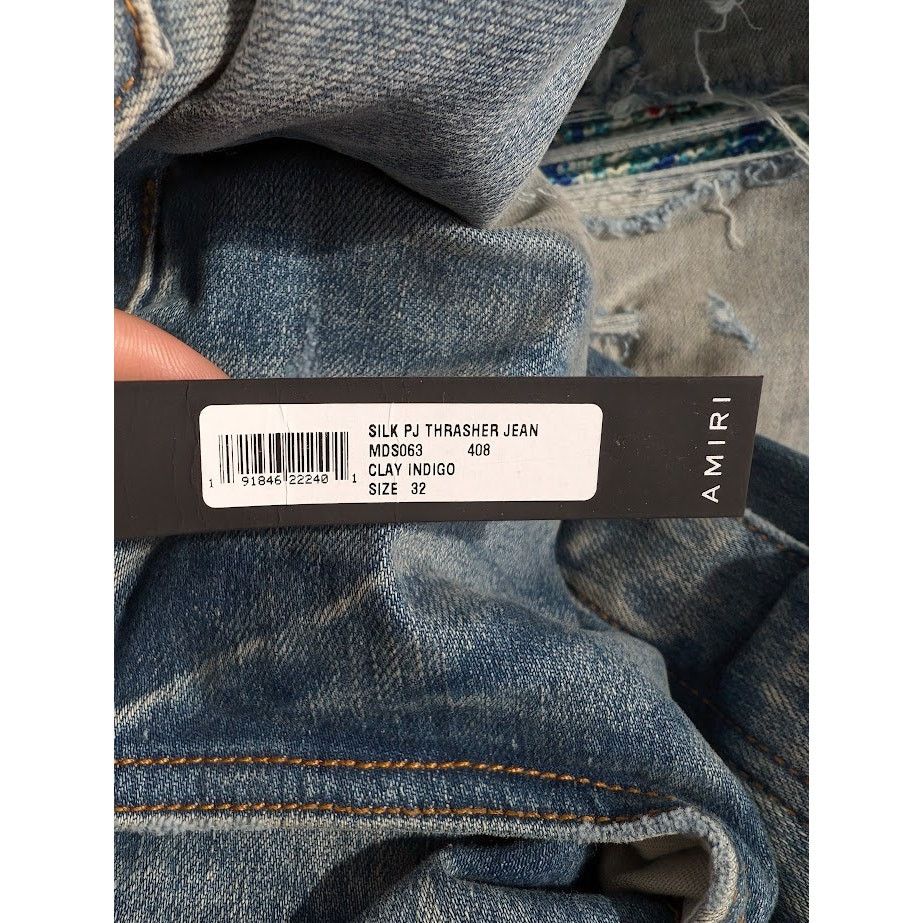 Amiri o1rshd1 Silk PJ Thrasher Jean in Clay Indigo Size US 32 / EU 48 - 22 Thumbnail