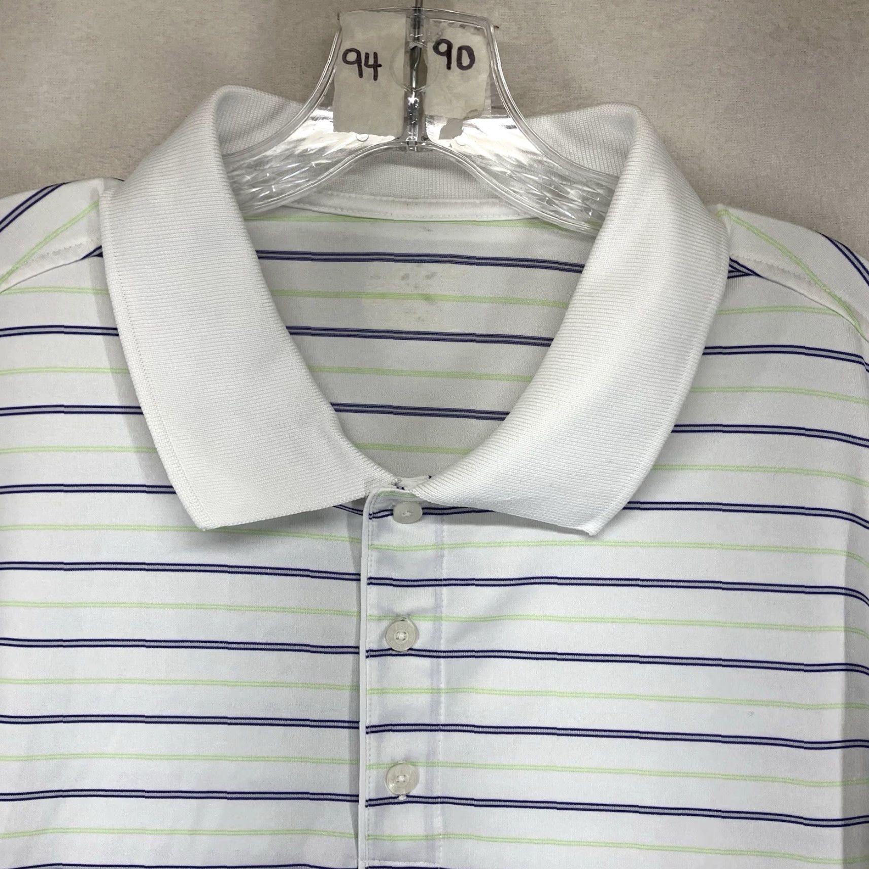 Izod IZOD Mens Polo Shirt 3XL Striped White Green Blue Breathable Short Sleeve Casual Golf 100% Cotton Regular Fit Spring Summer Mens Size US XXL / EU 58 / 5 - 7 Thumbnail