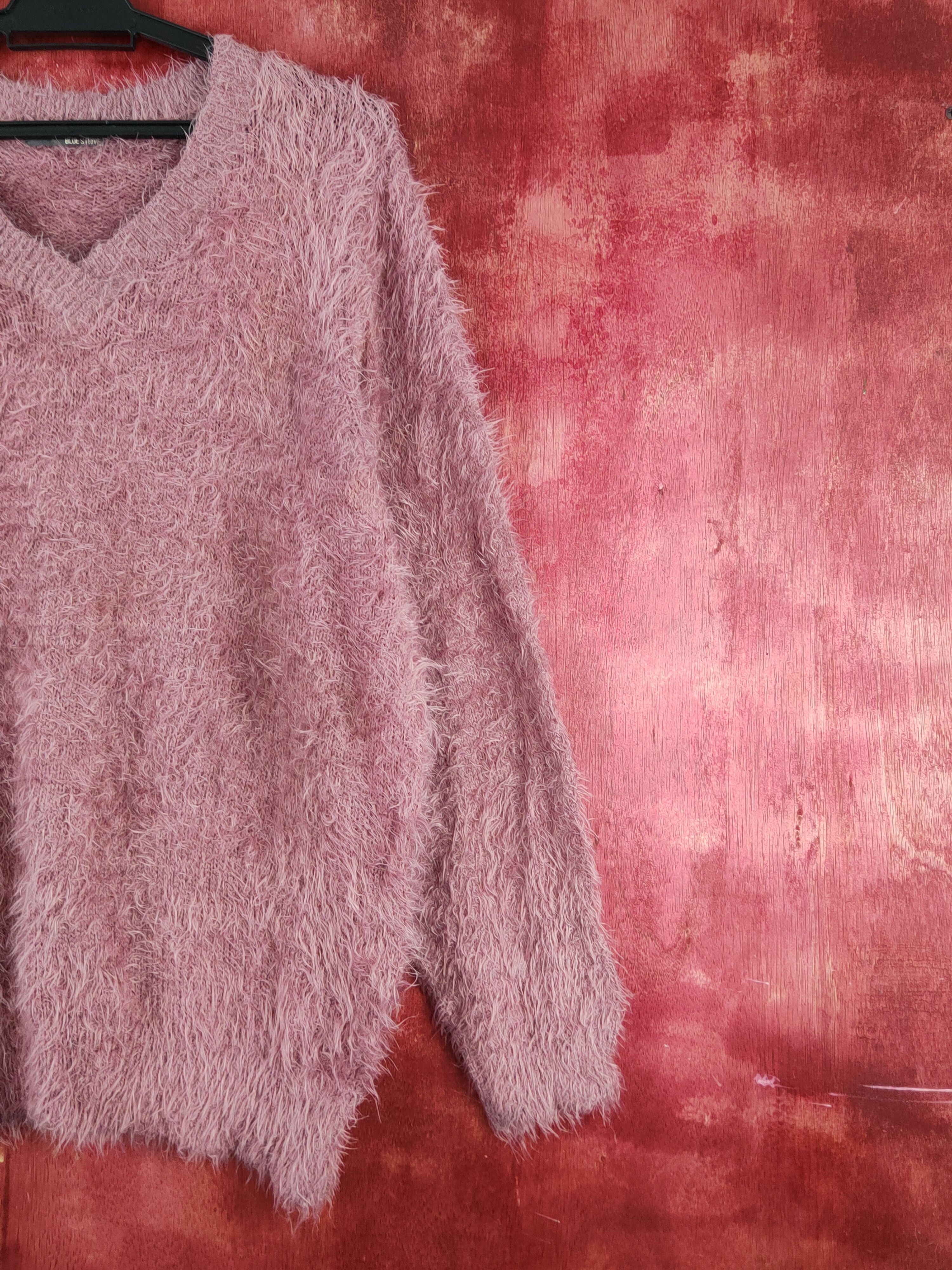 Aran Isles Knitwear DL Blue Strive Pink Shag Shaggy Fur Mohair Knitwear #S2030 Size L / US 10 / IT 46 - 5 Thumbnail